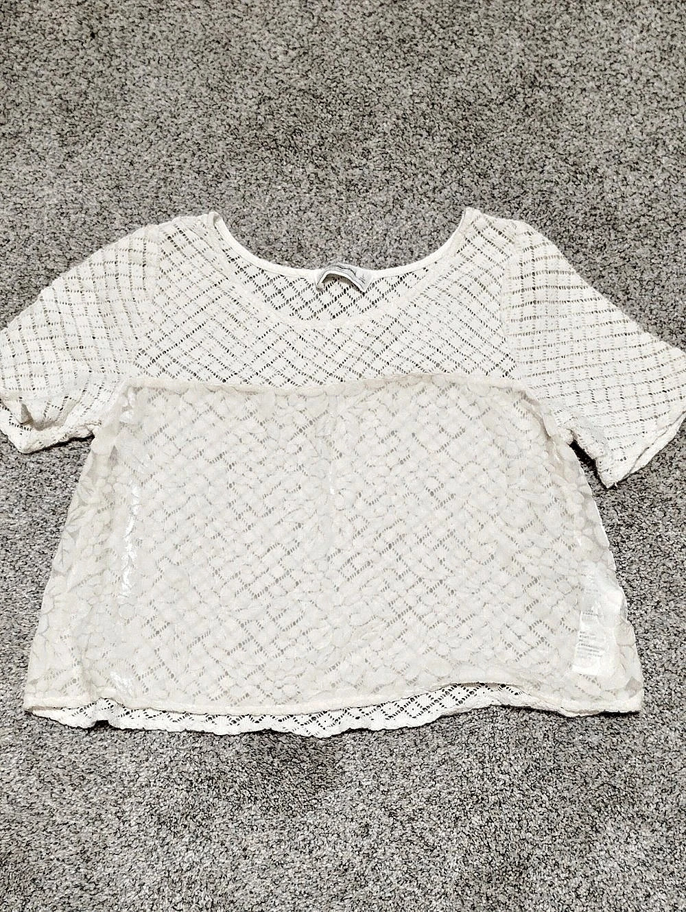 Abercrombie & Fitch Textured Geometric Short Sleeve Top Large